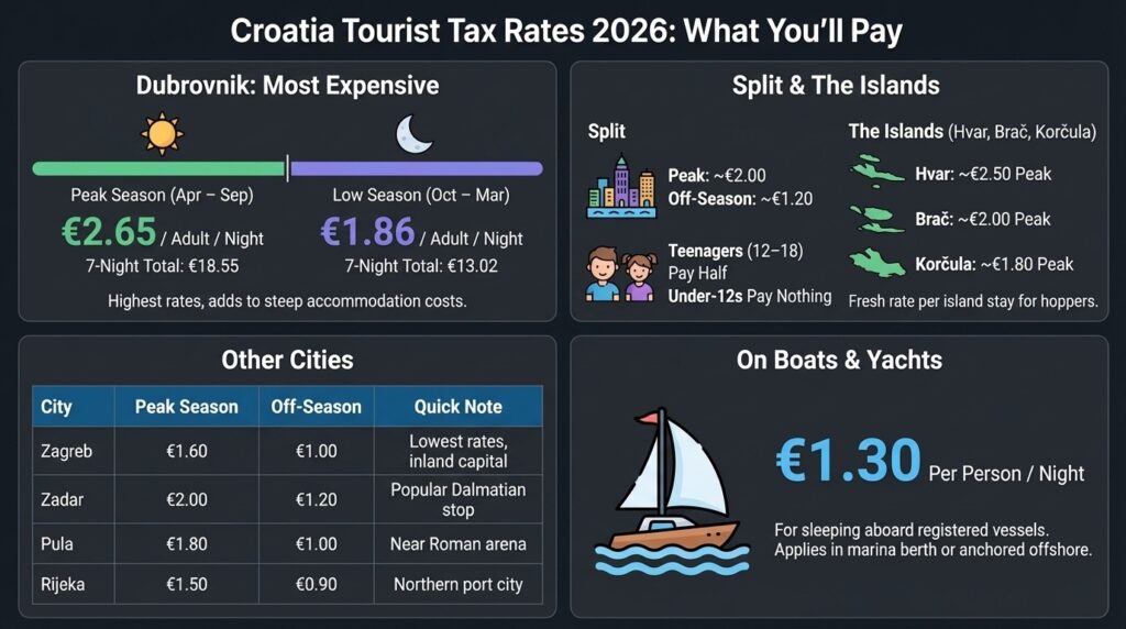 Tourist Tax in Croatia 2026 | What you'll pay