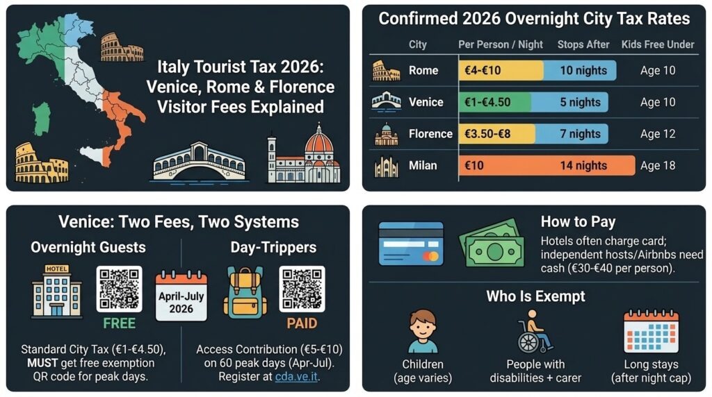 Italy Tourist Tax 2026 | Venice, Rome & Florence Visitor Fees Explained