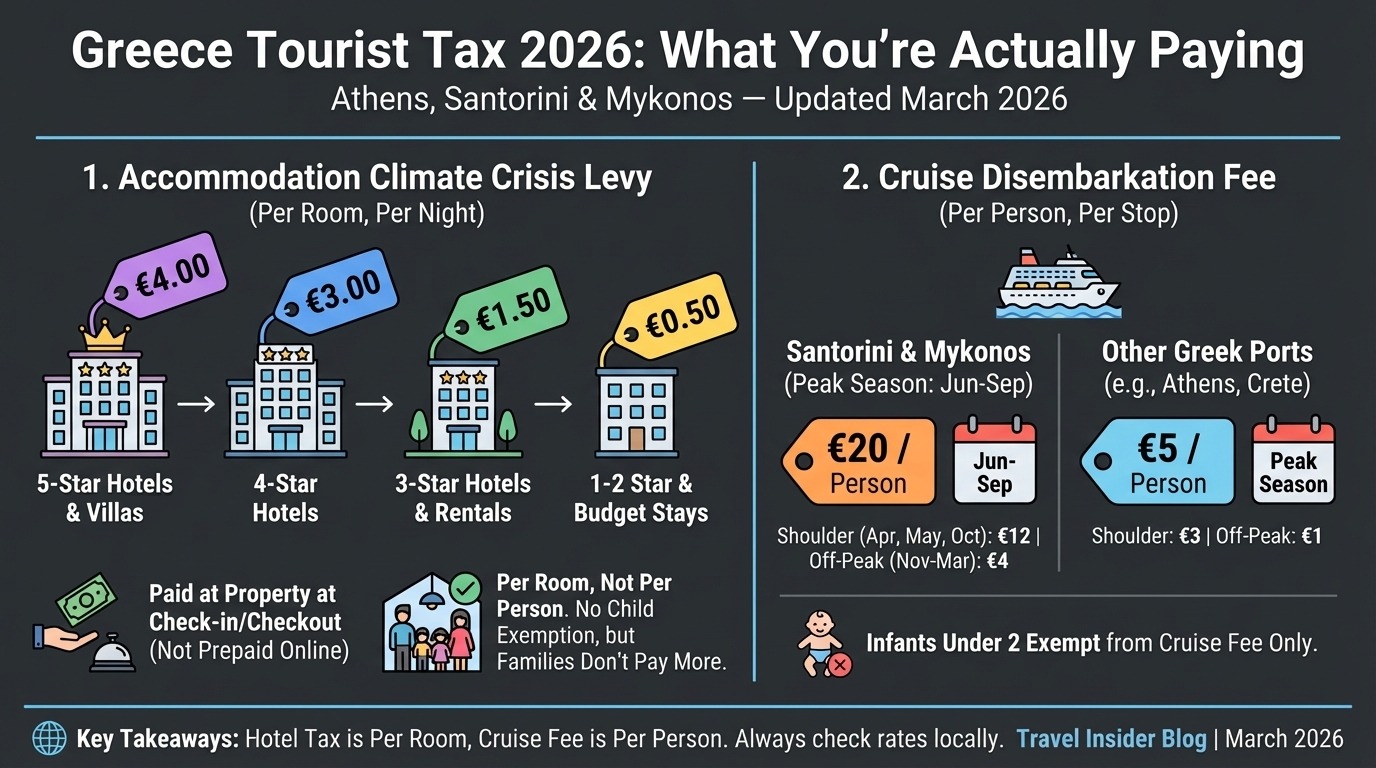 Greece Tourist Tax 2026 | Athens, Santorini & Mykonos Visitor Fees